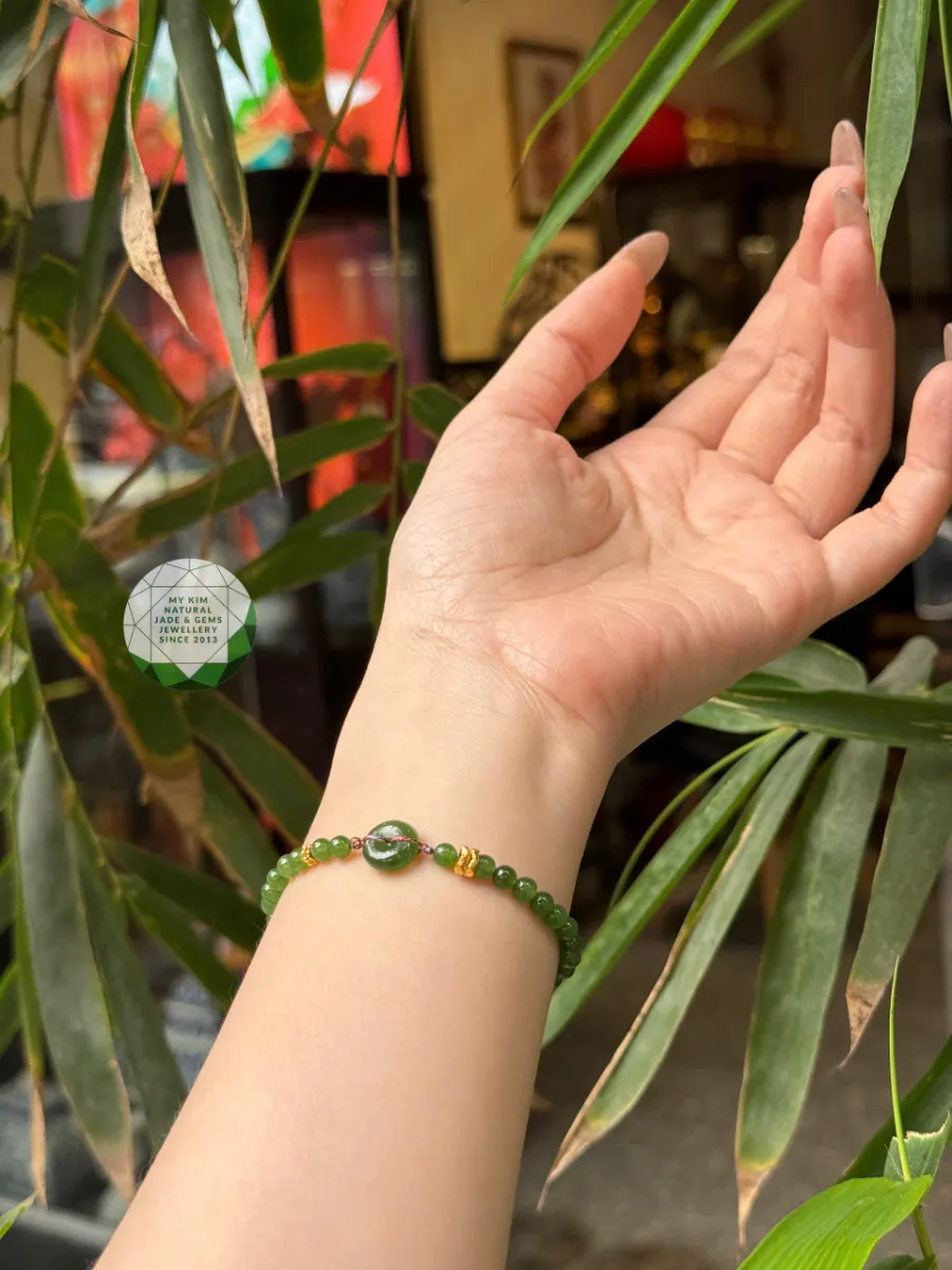 Dây Tết Đồng Điếu Ngọc Bích 4mm VIP • ✨ Charm Vàng • Trang Sức Phong Thủy Tài Lộc & Bình An