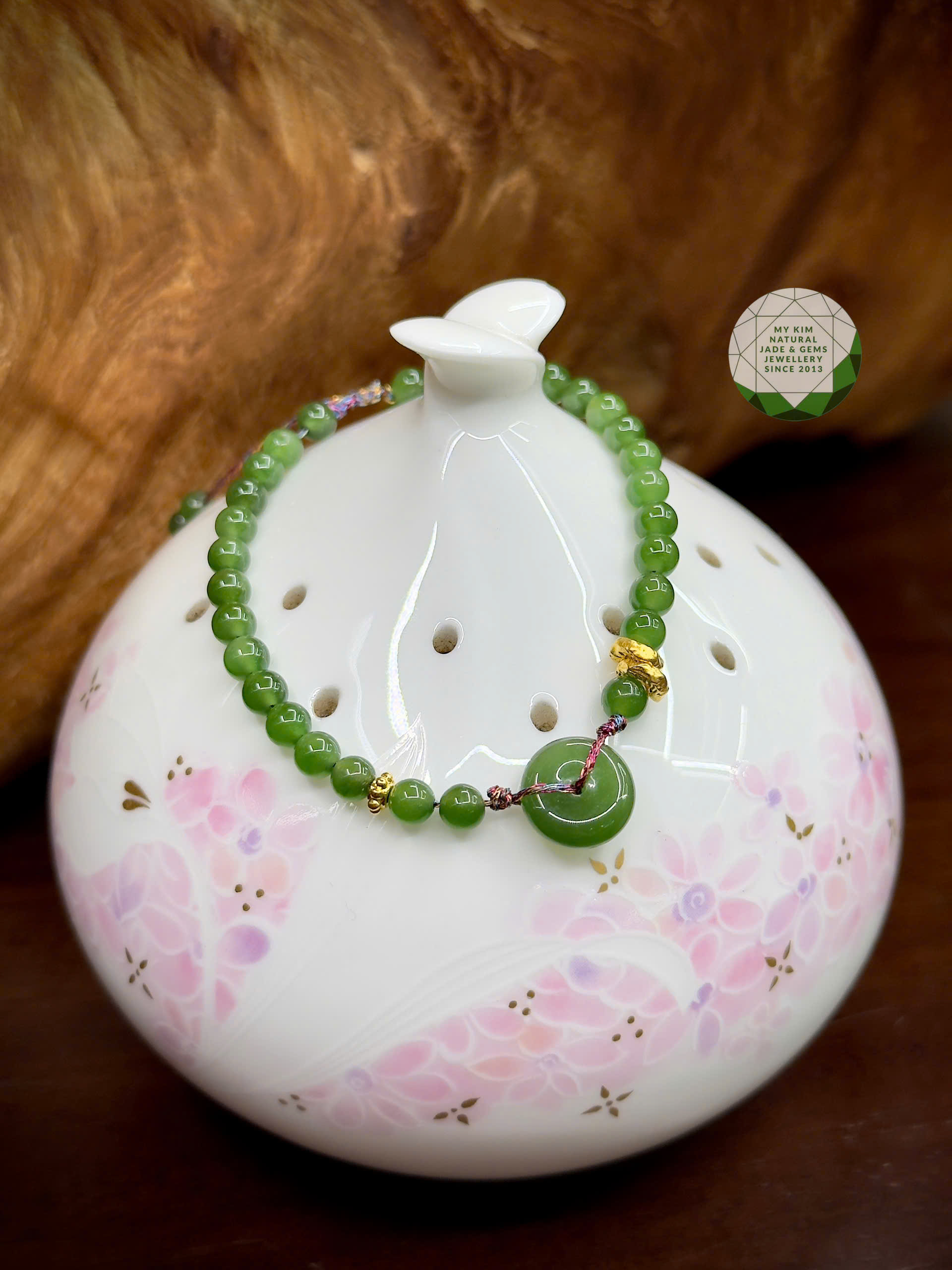 Dây Tết Đồng Điếu Ngọc Bích 4mm VIP • ✨ Charm Vàng • Trang Sức Phong Thủy Tài Lộc & Bình An