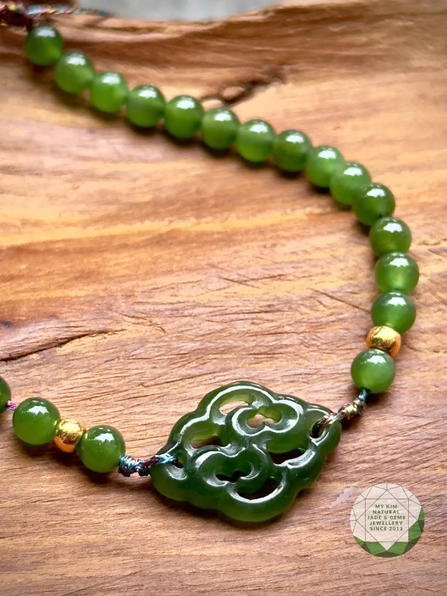 Dây Tết Khánh Như Ý Ngọc Bích 4mm VIP • ✨ Charm Vàng • Trang Sức Phong Thủy Bình An & Tài Lộc