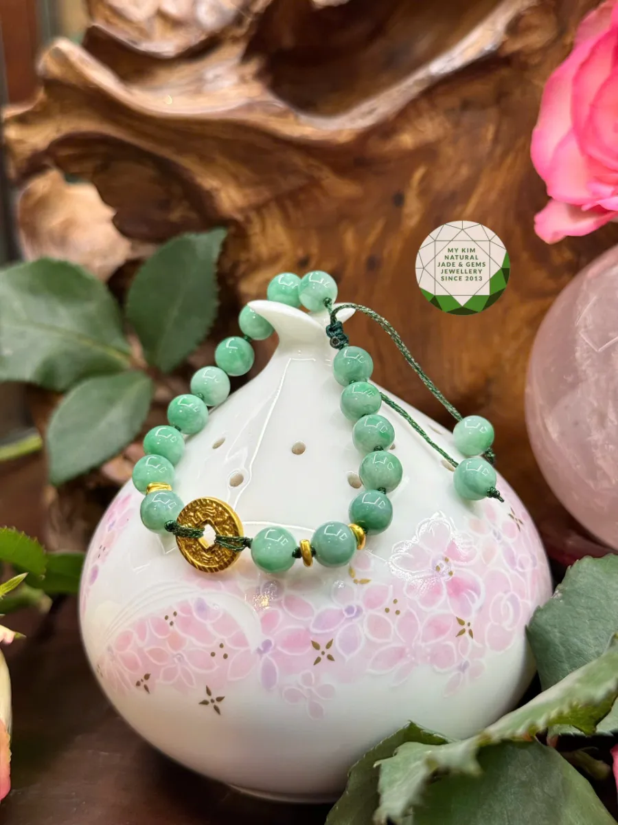 VÒNG NGỌC PHỈ THÚY VIP - DÂY TẾT MIX ĐỒNG ĐIẾU VÀNG