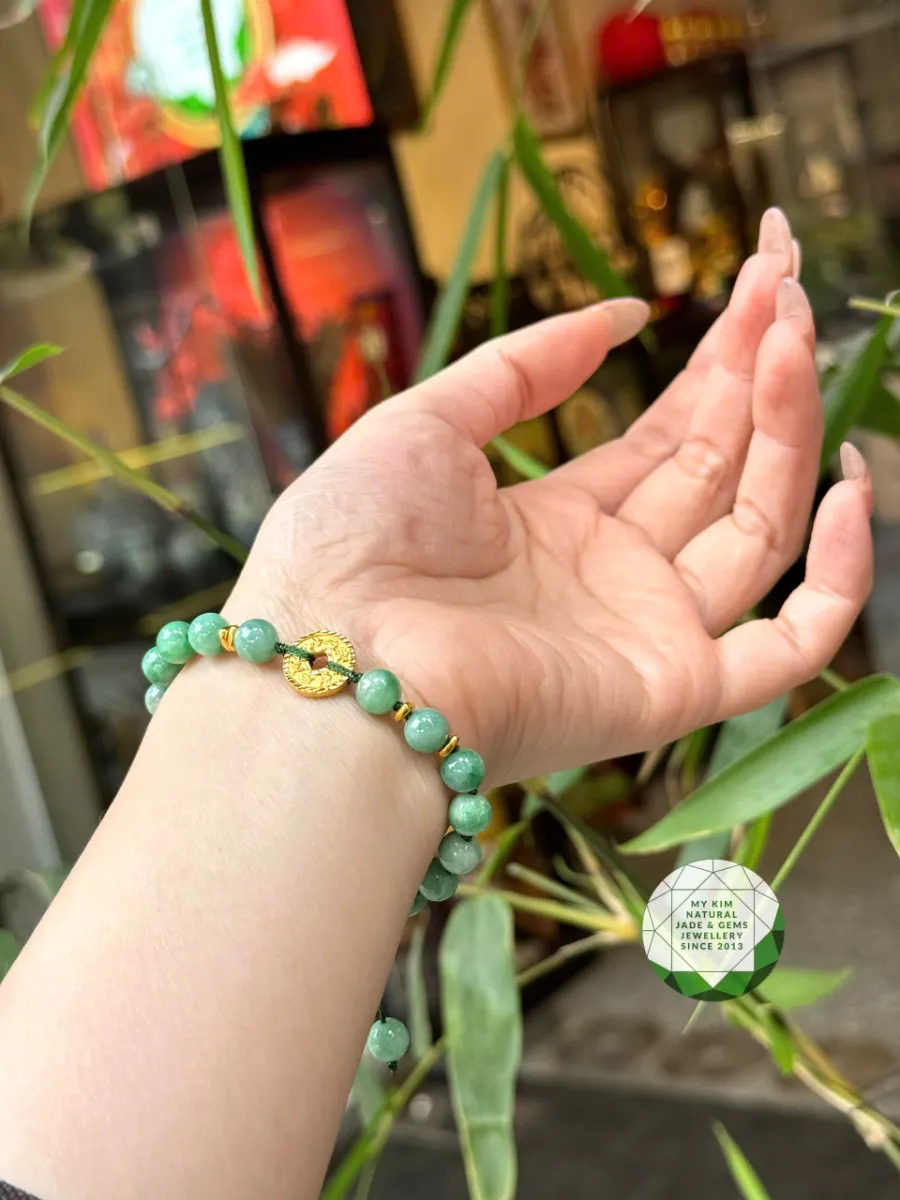 VÒNG NGỌC PHỈ THÚY VIP - DÂY TẾT MIX ĐỒNG ĐIẾU VÀNG