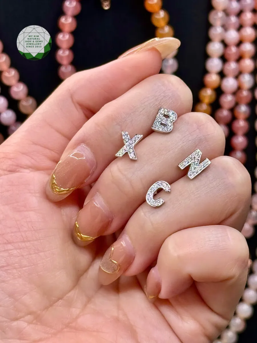 Bông Tai Chữ Bạc Si Vàng Trắng Cao Cấp