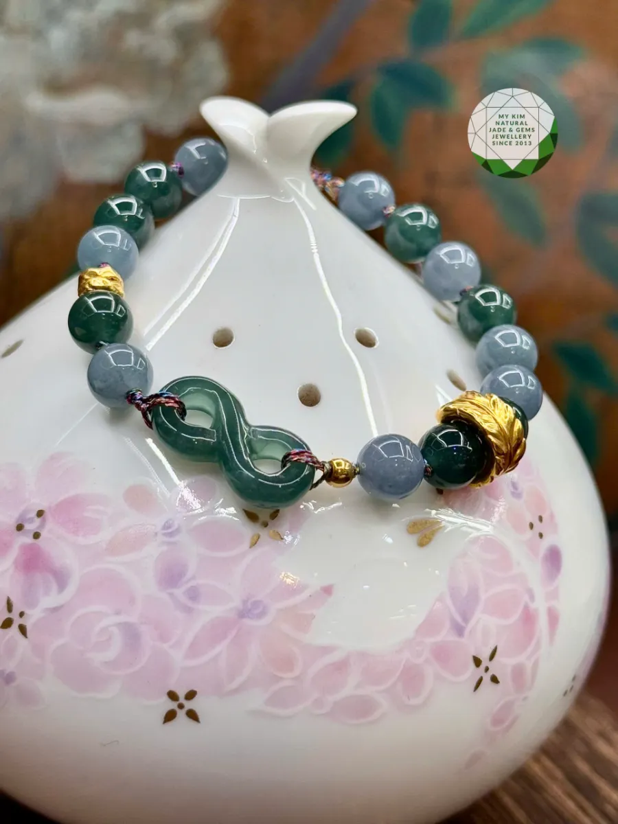 Chuỗi Vòng Lam Ngọc Phỉ Thúy - Jadeite mix Vàng