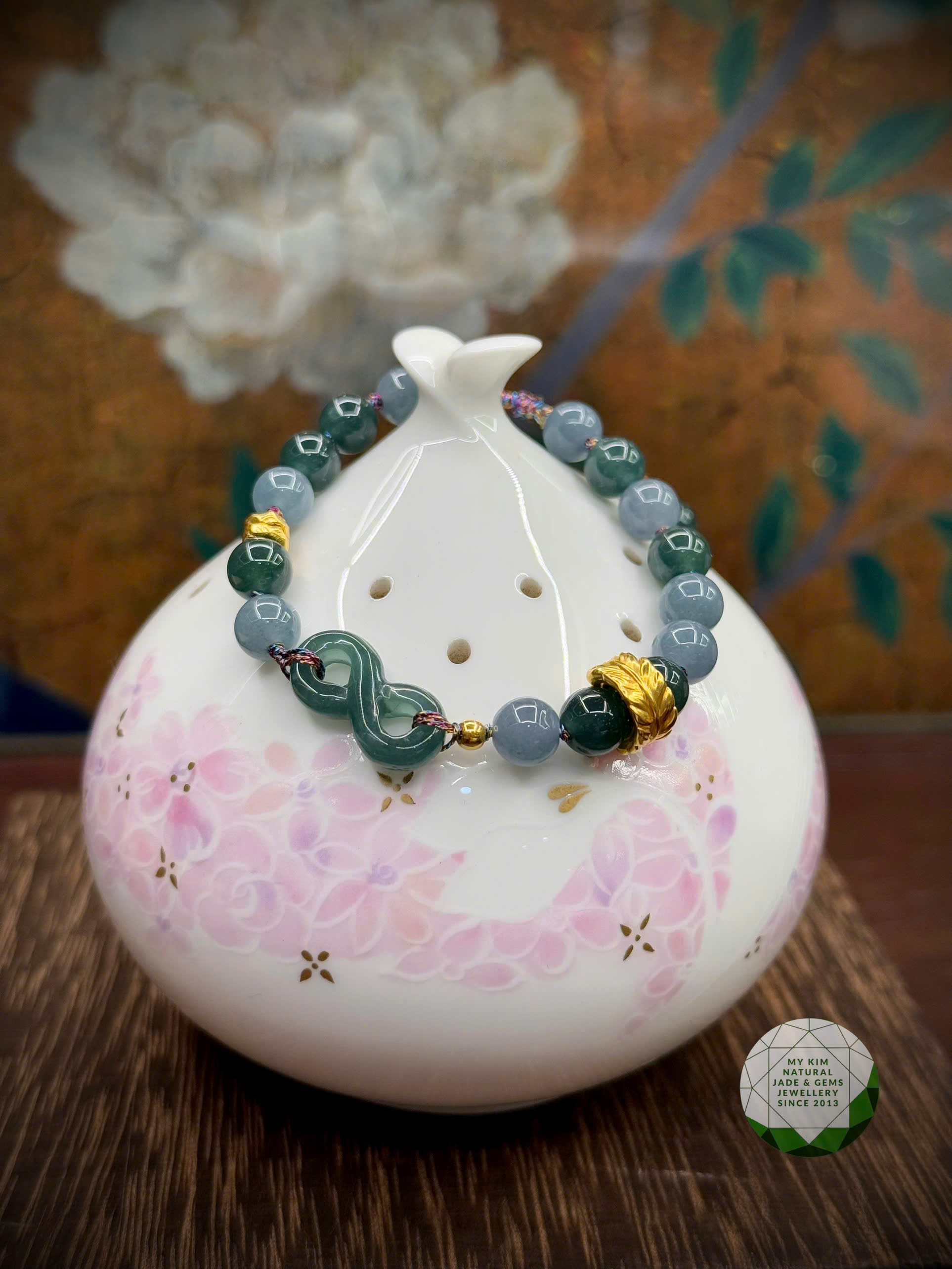 Chuỗi Vòng Lam Ngọc Phỉ Thúy - Jadeite mix Vàng