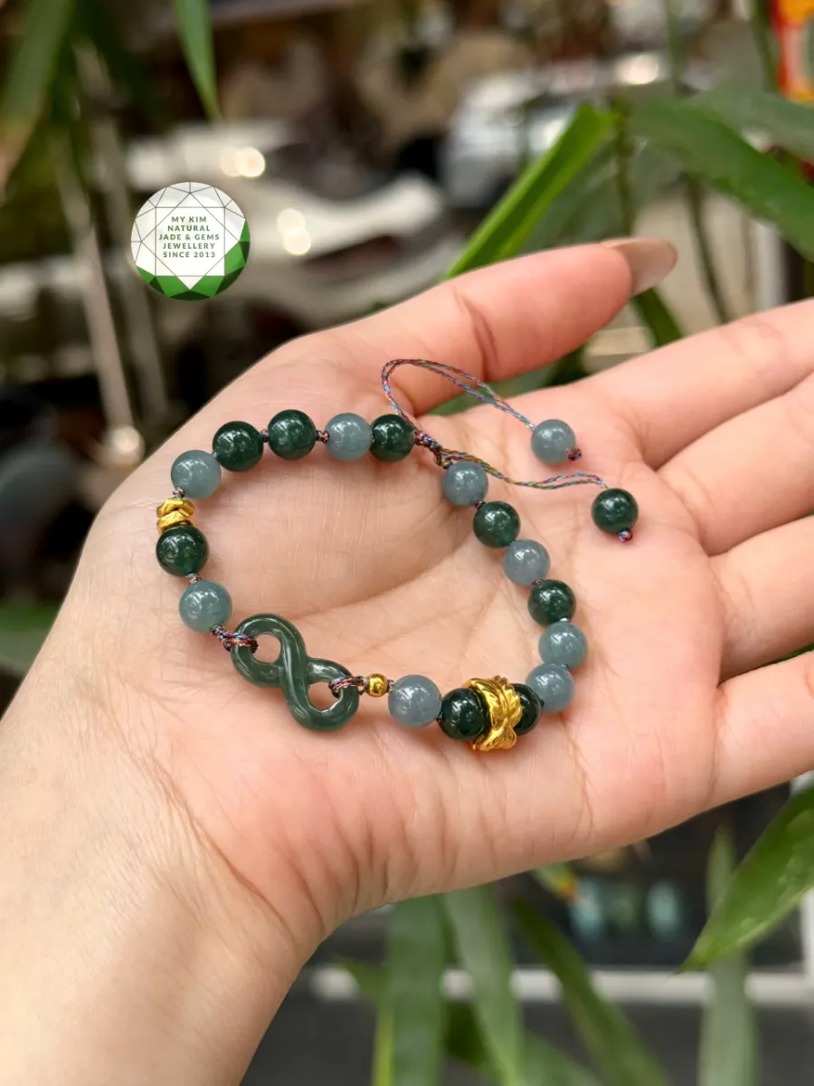 Chuỗi Vòng Lam Ngọc Phỉ Thúy - Jadeite mix Vàng