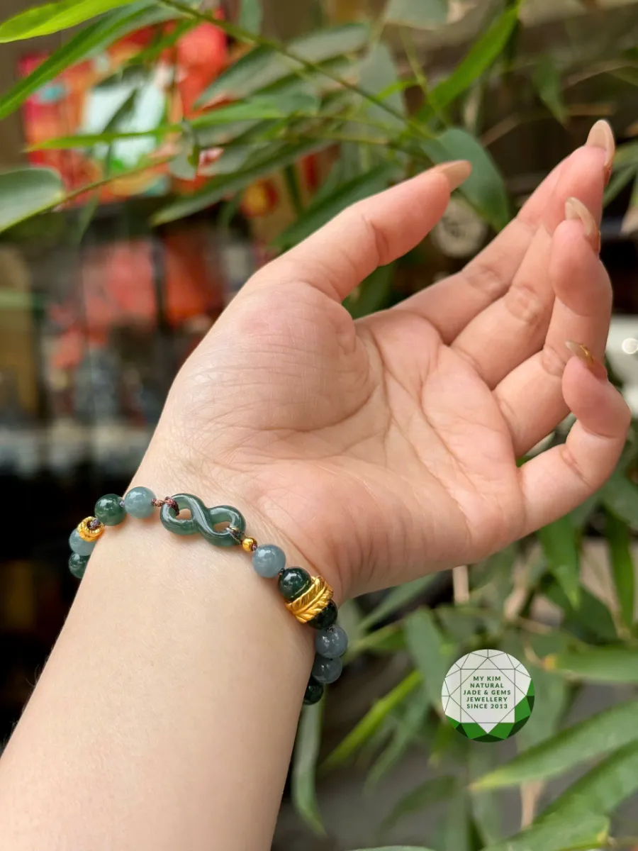 Chuỗi Vòng Lam Ngọc Phỉ Thúy - Jadeite mix Vàng