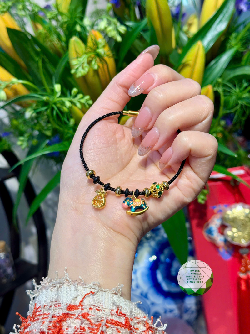 Dây Kiềng Charm Vàng 2.4k - Túi Tiền - Ngựa - Đèn Lồng May Mắn