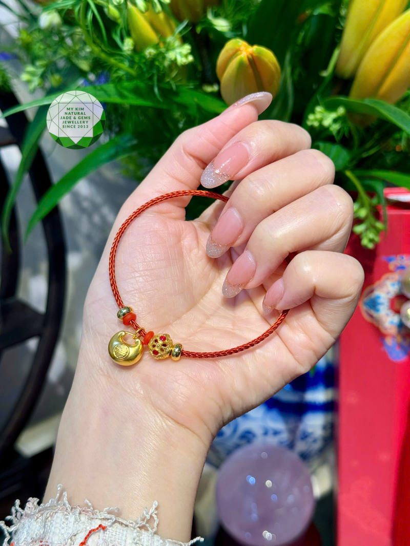 Dây Kiềng Charm Vàng 2.4k - Túi Tiền - Quả Cầu May Mắn