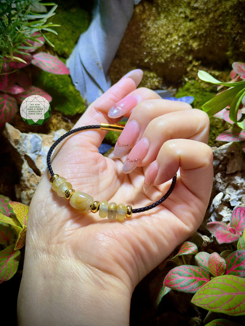 🌿 Vòng Dây Cáp – Ngũ Điếu Lu Thống Thạch Anh Tóc Vàng