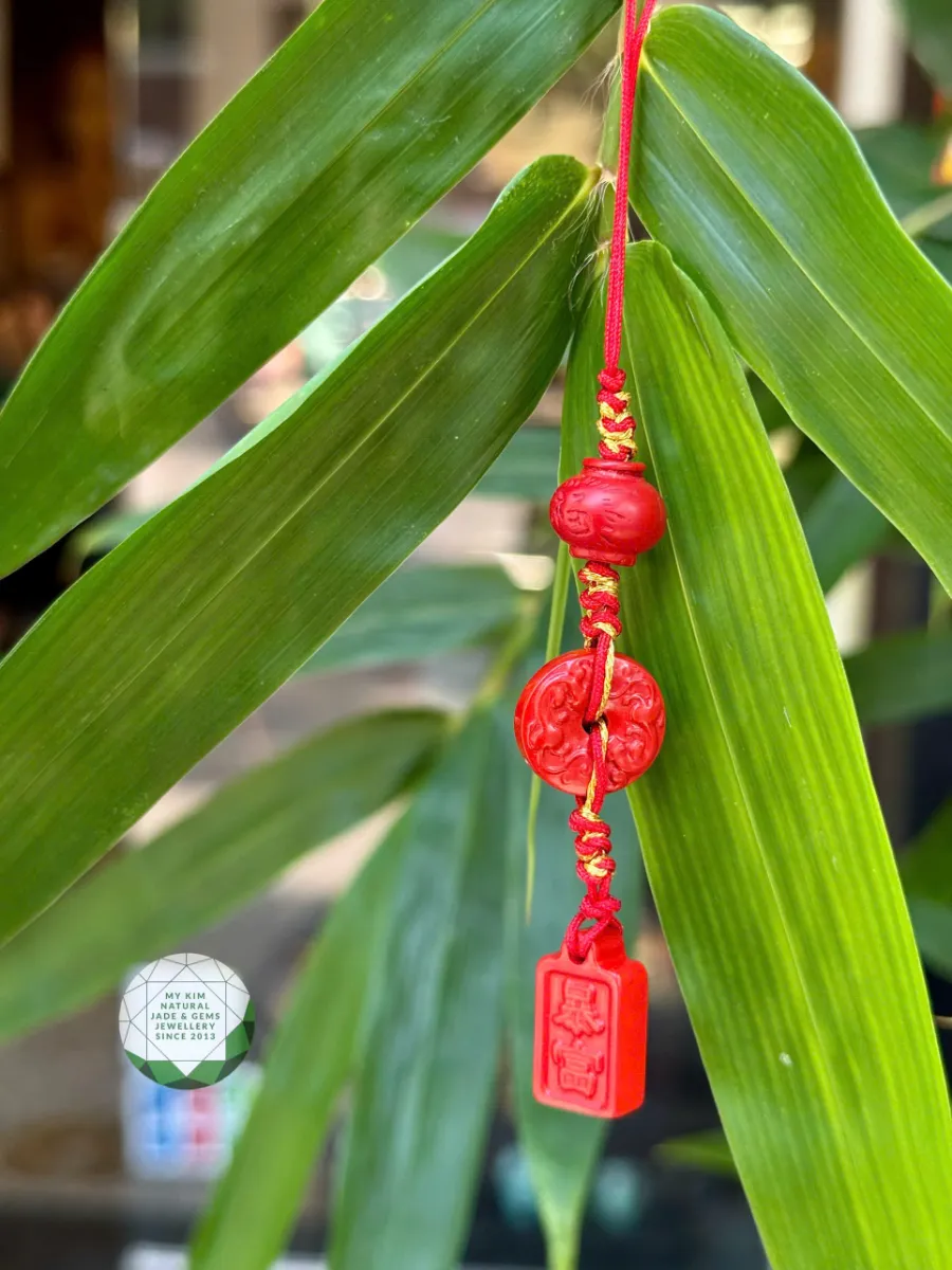 Dây Treo Chusa Mix Mã Não & Thạch Anh – Charm Đồng Điếu, Đĩnh Vàng, Khóa Trường Mệnh