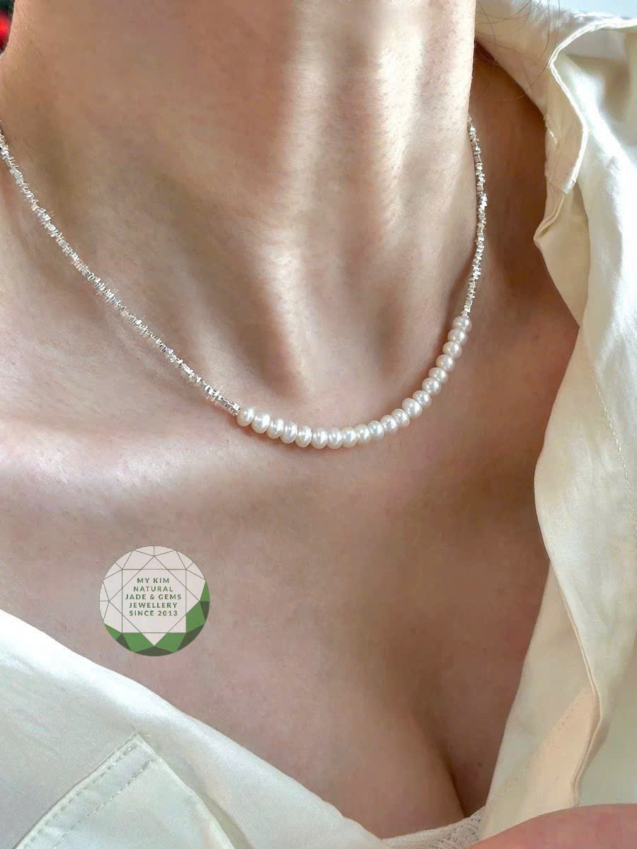 Dây Chuyền Bạc 925 Mix Ngọc Trai Nước Ngọt – Thanh Lịch, Dịu Dàng Tự Nhiên
