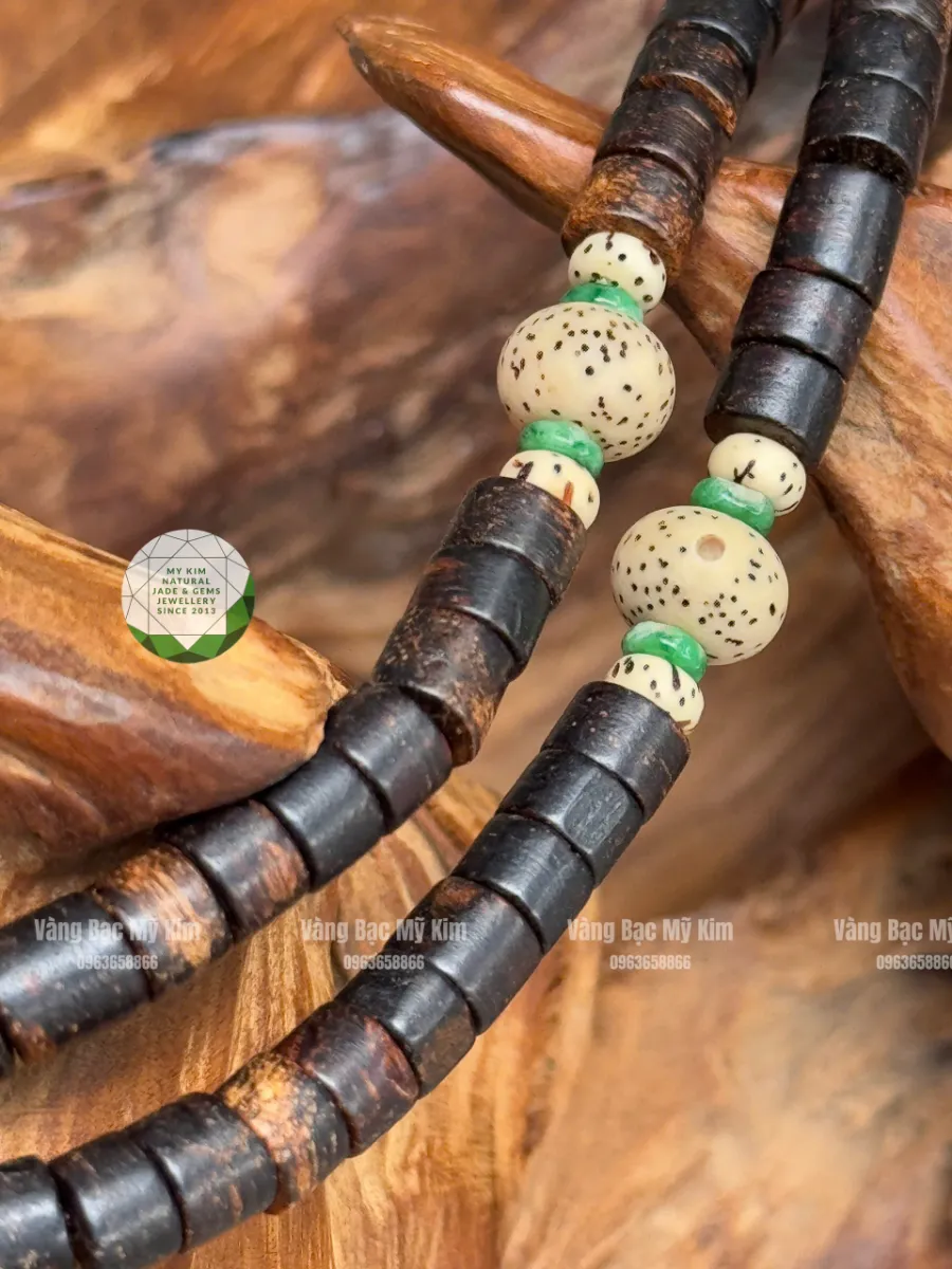 🌿 DÂY CHUYỀN TRẦM HƯƠNG ĐỐT TRÚC – MIX HẠT BỒ ĐỀ, ĐÁ DZI TÂY TẠNG & JADE DẸT