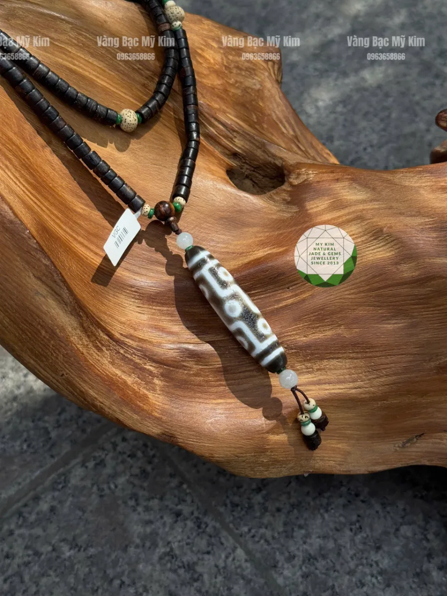 🌿 DÂY CHUYỀN TRẦM HƯƠNG ĐỐT TRÚC – MIX HẠT BỒ ĐỀ, ĐÁ DZI TÂY TẠNG & JADE DẸT