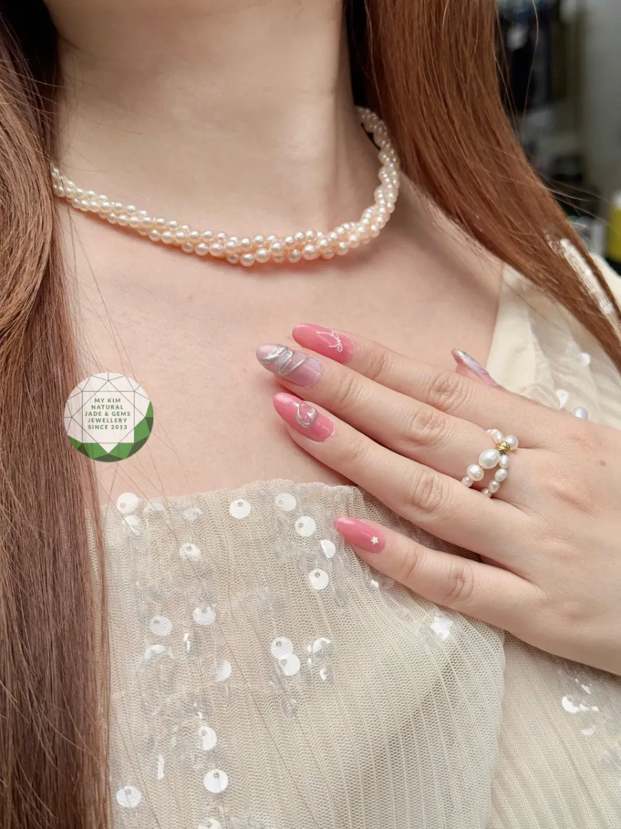 💗 Vòng Ngọc Trai Nước Ngọt Ánh Hồng – Nét Đẹp Nữ Tính, Tinh Tế & Trang Nhã