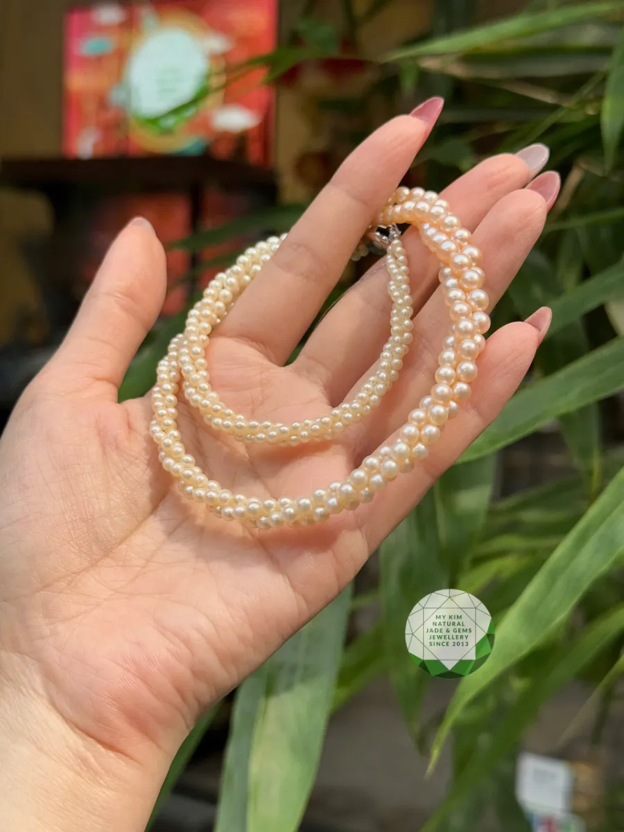 💗 Vòng Ngọc Trai Nước Ngọt Ánh Hồng – Nét Đẹp Nữ Tính, Tinh Tế & Trang Nhã