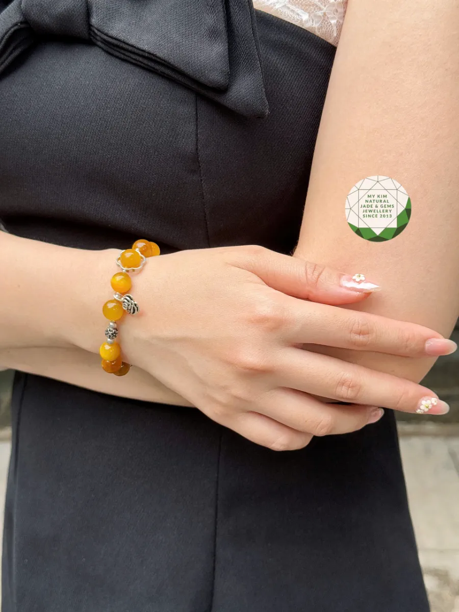 🐯 Vòng Đá Mắt Hổ Vàng Sáng – Mix Charm Bạc 925 | Tỏa Nội Lực, Sáng Tâm Thức