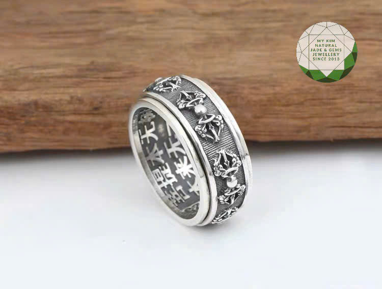 💥 Nhẫn Bạc 925 Khắc Nổi Chùy Kim Cang – Biểu Tượng Trí Tuệ & Bất Hoại Trong Đạo Pháp