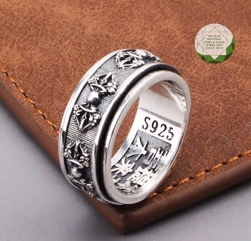 💥 Nhẫn Bạc 925 Khắc Nổi Chùy Kim Cang – Biểu Tượng Trí Tuệ & Bất Hoại Trong Đạo Pháp