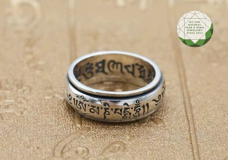 ✨ Nhẫn Bạc 925 Khắc Chữ Om Mani Padme Hum – Thiết Kế Tối Giản Mang Tinh Thần Thiền & Tĩnh Lặng