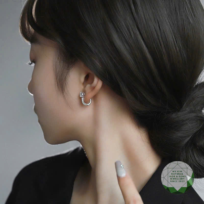 ông Tai Bạc 925 Đính Đá Si Vàng Trắng | Khuyên Tròn Nhỏ – Tinh Tế Và Thanh Lịch Mỗi Ngày