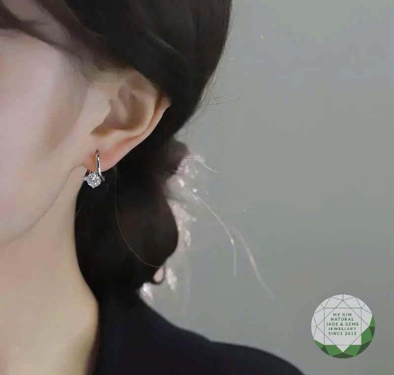 ông Tai Bạc 925 Đính Đá Si Vàng Trắng | Khuyên Tròn Nhỏ – Tinh Tế Và Thanh Lịch Mỗi Ngày