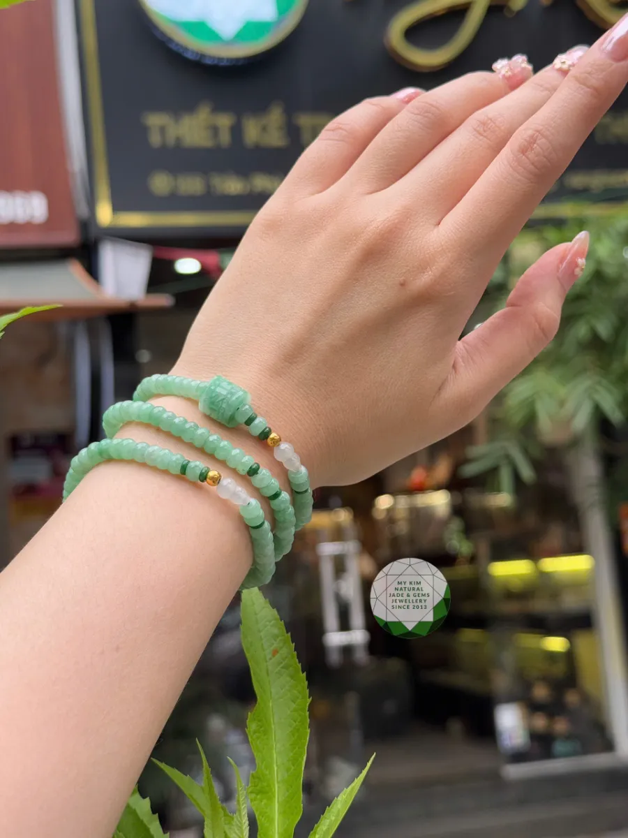 💚 Vòng Ngọc Phỉ Thúy Xanh Bạc Hà Mix Lu Thống - Jadeite Vip – Tươi Mát, An Lành & Thanh Tịnh