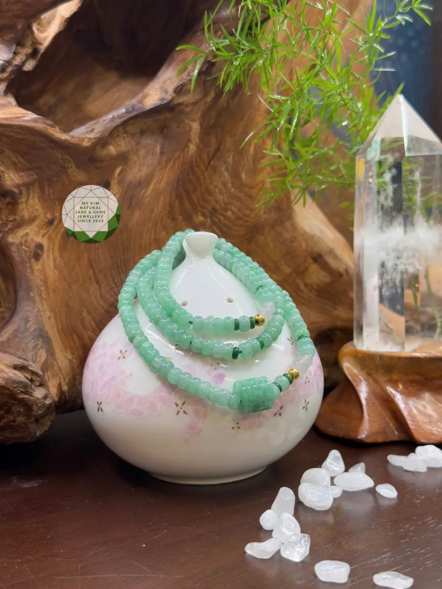 💚 Vòng Ngọc Phỉ Thúy Xanh Bạc Hà Mix Lu Thống - Jadeite Vip – Tươi Mát, An Lành & Thanh Tịnh