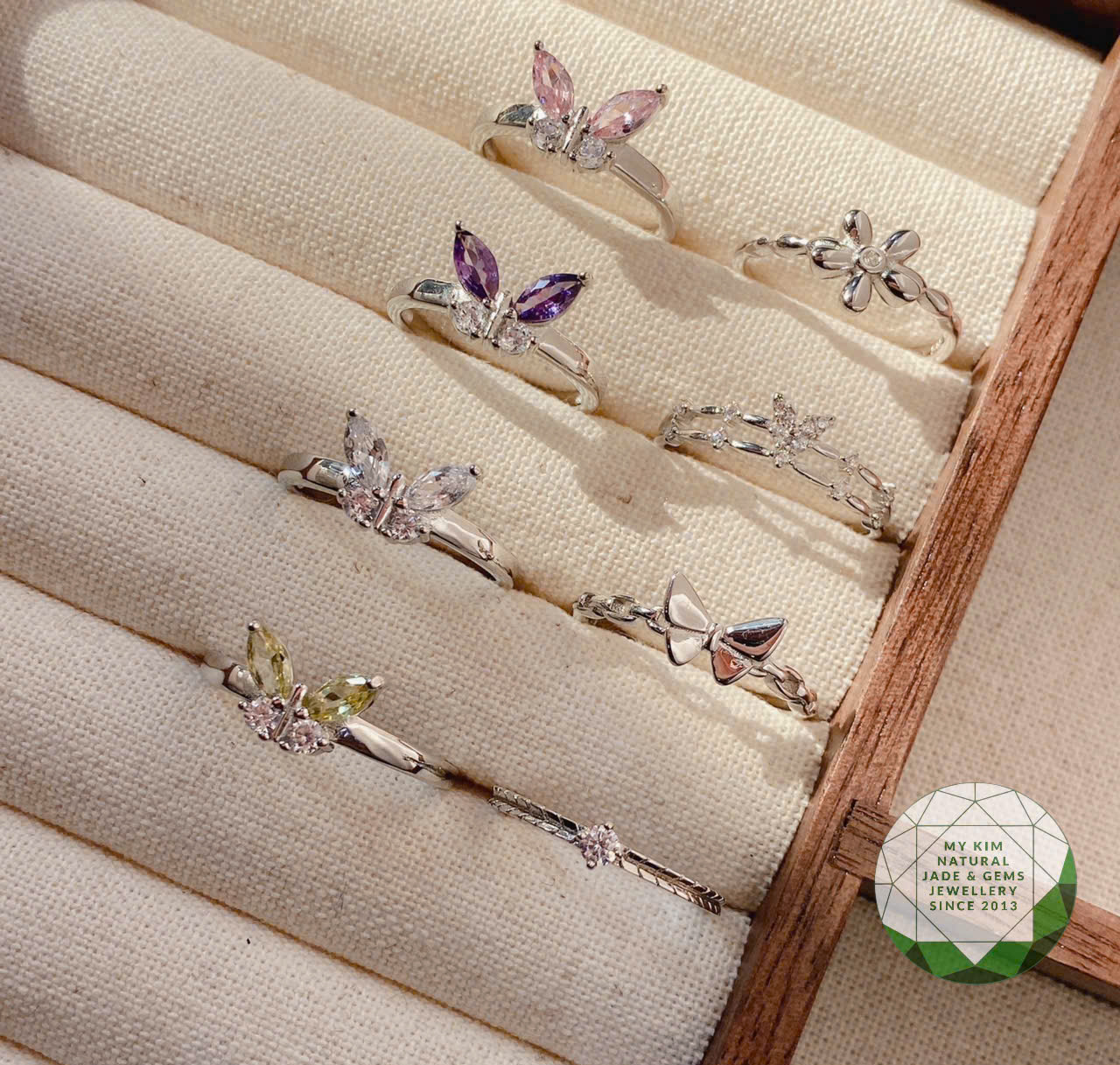 BST Nhẫn Nữ Đính Đá - Bạc Si Vàng Trắng Cao Cấp