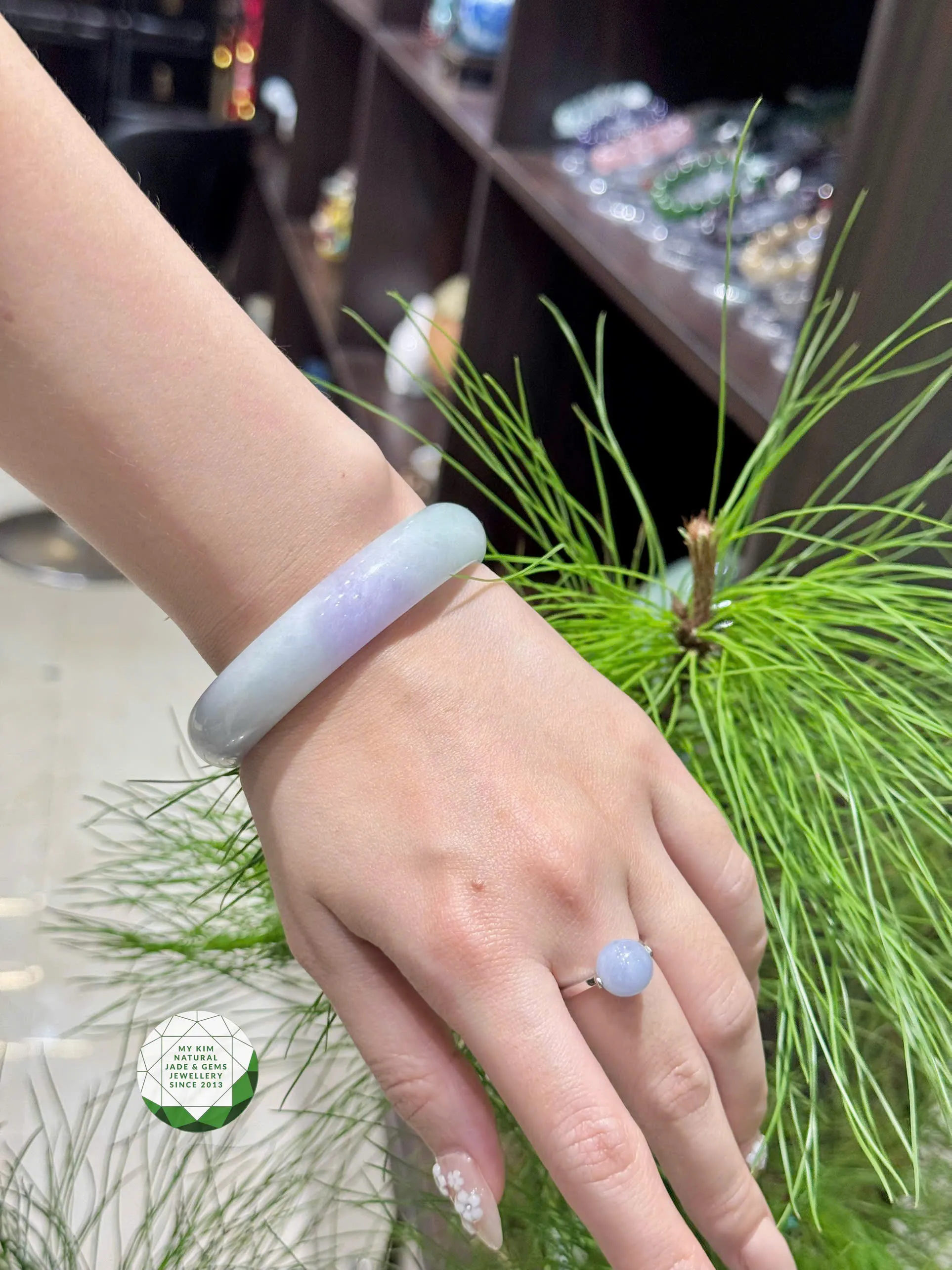 💜 Set Vòng Tay & Nhẫn Ngọc Phỉ Thúy Tím Khoai Môn – Sắc Ngọc Thanh Nhã, Duyên Lành Bình An